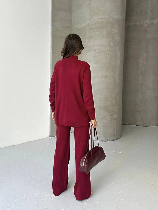 Женский базовый теплый брючный костюм двойка: свитер и штаны машинная вязка Одесса - изображение 2