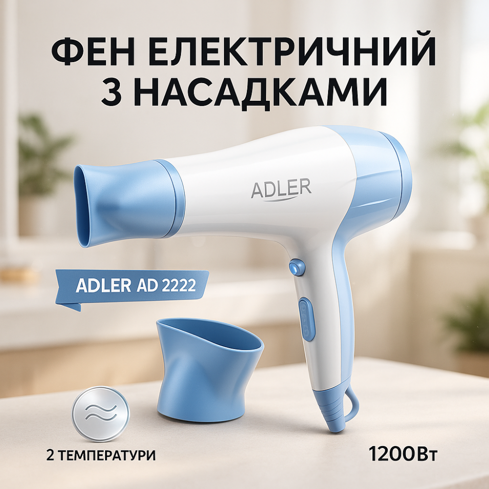 Фен Adler AD 2222 1200Вт 2 швидкості ZQ-65 Львів - фото 12