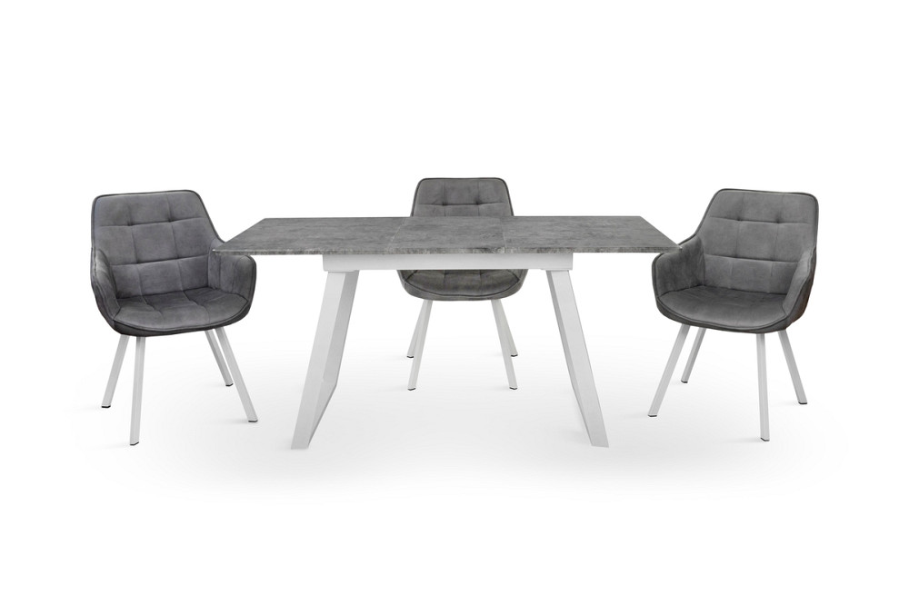 Стіл Тандем 120(+40)*75 білий метал/мрамор світл Київ - фото 1