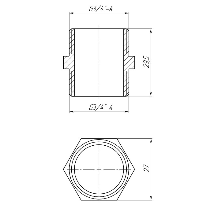 Ниппель 3/4″НН латунный LN442S OPTIMUM Киев - изображение 3