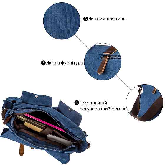 Сумка на плече текстильна Vintage 20148 Синя Київ
