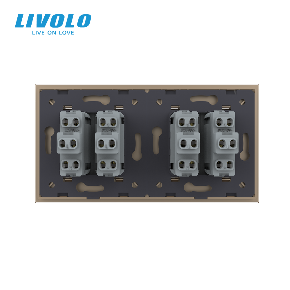 Чотирьохклавішний вимикач (2-2) Livolo золотий скло (VL-C7K2K2-13) Коломыя - изображение 6