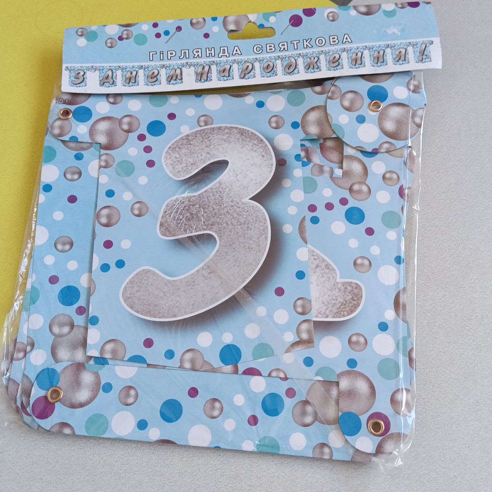 Гірлянда з днем народження гірлянда прапорці на день народження, розтяжка день народження Київ - фото 1