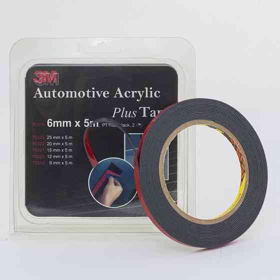 Скотч двосторонній 6мм х 5м 3M 1100 "Plus Tape" (ціна за уп.-2шт) чорний, 70318 Київ