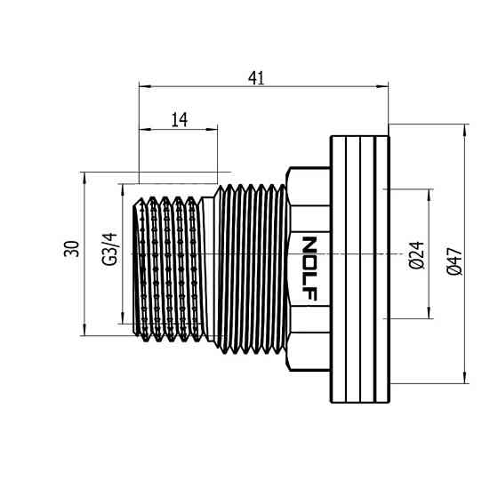 Врізка в бак з контргайкою Nolf NFC.450-08 - 3/4" латунна (NF3240) Київ
