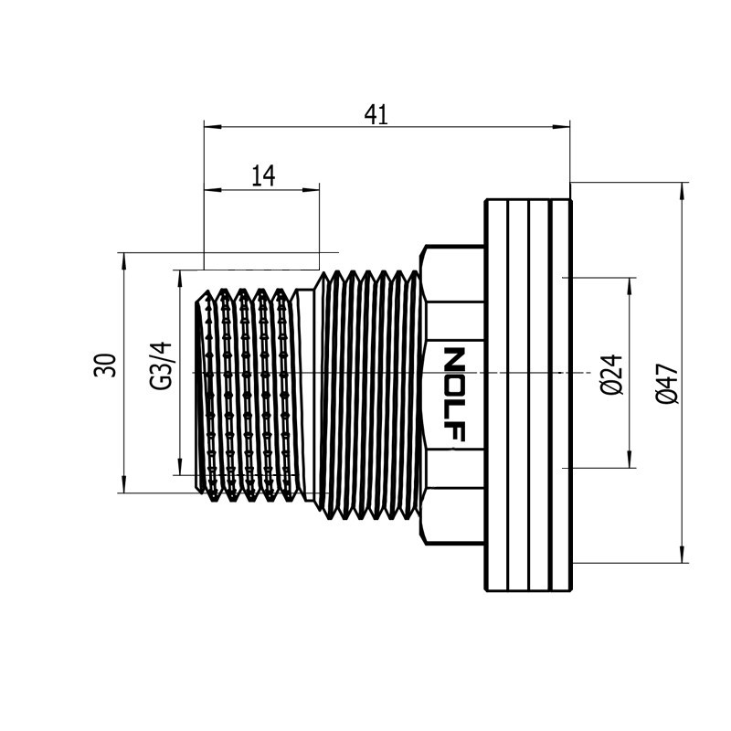 Врізка в бак з контргайкою Nolf NFC.450-08 - 3/4" латунна (NF3240) Київ - фото 3