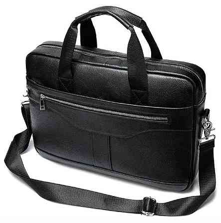 Деловая мужская сумка из зернистой кожи Vintage 14886 Черная Киев