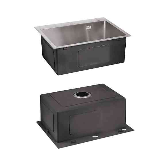 Комплект Lidz Handmade H5045 Мийка для кухні інтегрована Brushedв комплекті з дозатором + Lidz K01G Кошик для кухонної мийки Київ