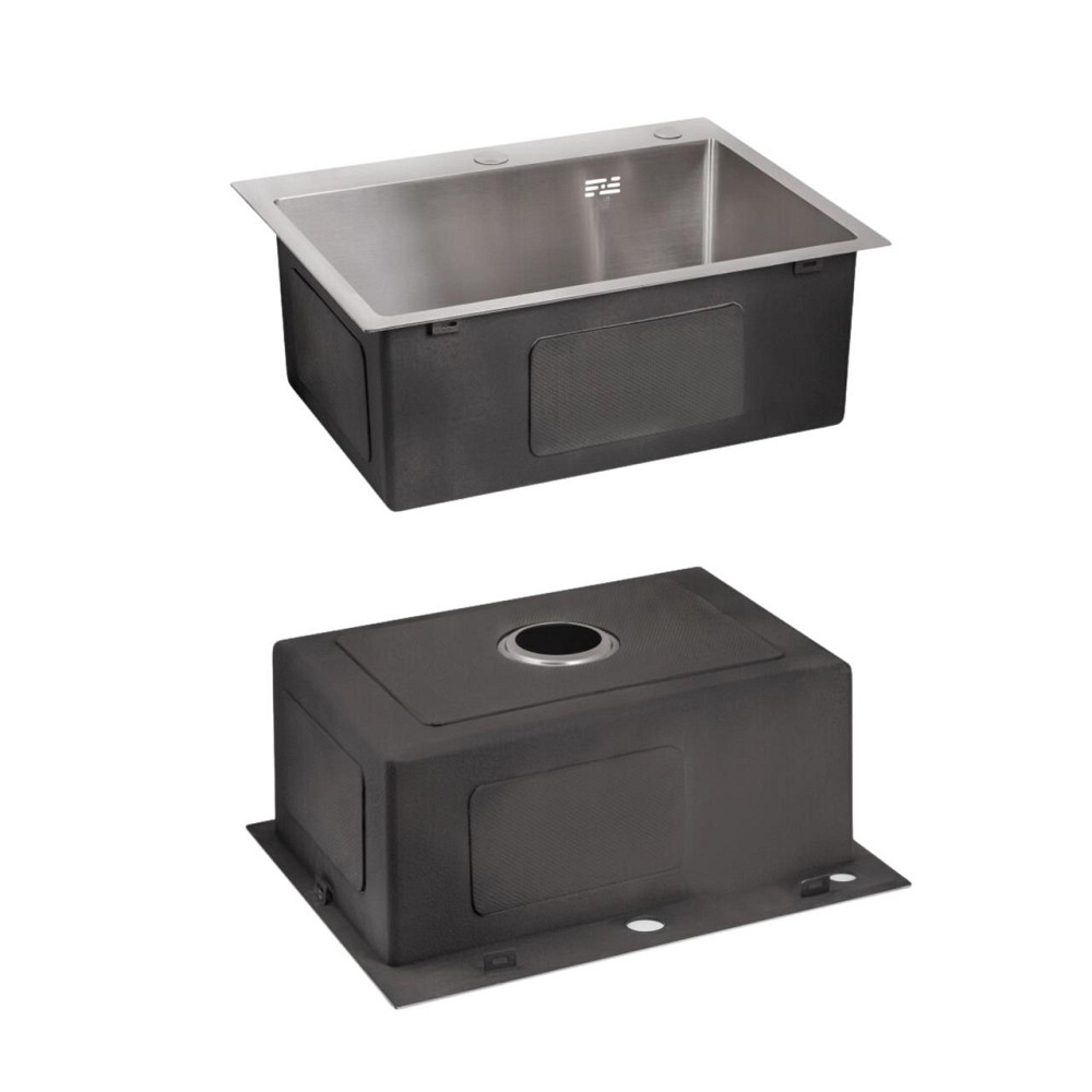 Комплект Lidz Handmade H5045 Мийка для кухні інтегрована Brushedв комплекті з дозатором + Lidz K01G Кошик для кухонної мийки Київ - фото 4