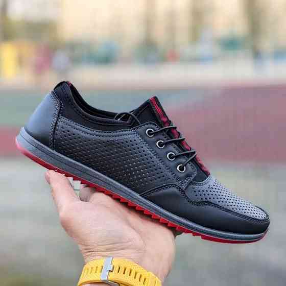 Мужские Мокасины Летние Черные Кроссовки Сеточка Перфорированный в дырочку (размеры: 40,41,42,43,44,45)- 218-2 Днепр