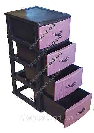 Комод пластиковый Style black and crimson (Стиль) 4 ящика 48х38х88 Одесса