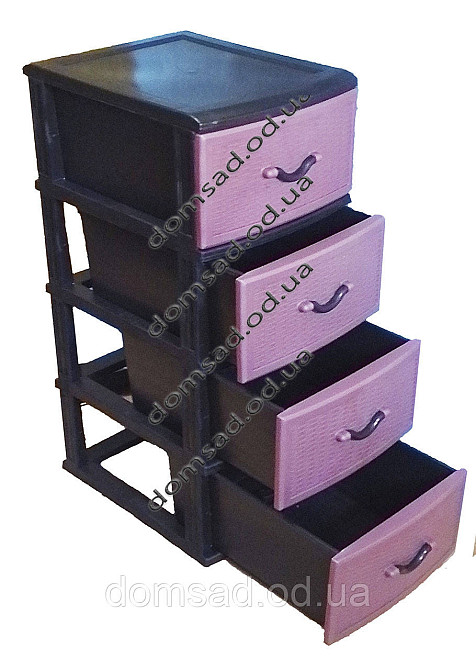 Комод пластиковий Style black and crimson (Стиль) 4 ящики 48х38х88 Одеса - фото 1