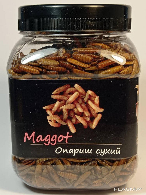 Опариш сухий "Maggot" тм Буся. Корм для рептилій, їжаків, птахів, великих риб. 450мл/160г Зміїв - фото 2