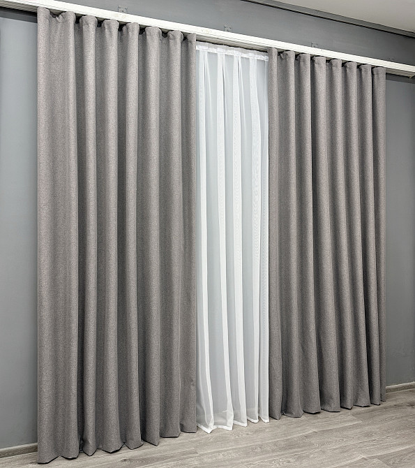 Комплект готових штор VR-Textil Блекаут двосторонній ASHEN NIGHT № 1850ш Бежево-сірий 150х290 см 2 шт (33-0902) Київ - фото 4