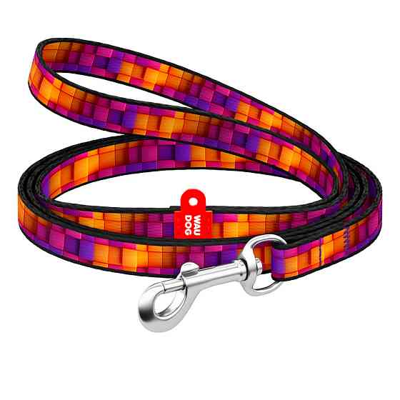 Повідець для котів та дрібних порід собак нейлоновий WAUDOG Nylon, малюнок "Куби 3Д", XS, Ш 10 мм, Дов 122 см Київ