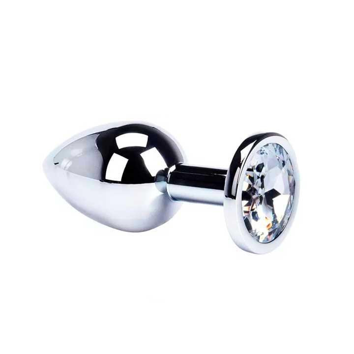 Стальная анальная пробка с кристаллом - 4*9 см – Анальные игрушки Винница - изображение 1