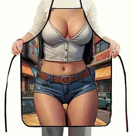 Фартух з приколом дівчина в джинсових шортах 80 на 60 см різнобарвний Київ