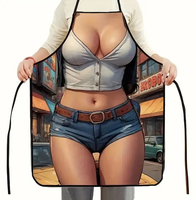 Фартух з приколом дівчина в джинсових шортах 80 на 60 см різнобарвний Київ - фото 6