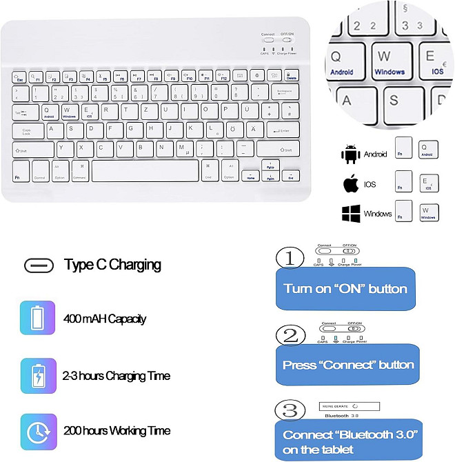 Захисний чохол з Bluetooth клавіатурою для iPad 10.2 (2019/20/21)/pro10.5(2017)/Air 3 10.5 Дніпро - фото 4
