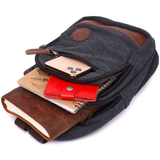 Текстильна сумка з ущільненою спинкою через плече Чорний (Vintage) Київ