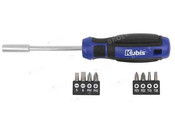 Викрутка SL5, 6 мм, PH1, 2, PZ1, 2, T15, 20, CrV6150, HRC 51-54 9 насадок, ТМ Kubis   Solmir Київ