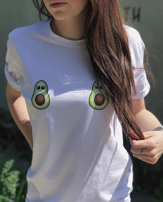 Белая женская футболка с авокадо Черновцы - изображение 1