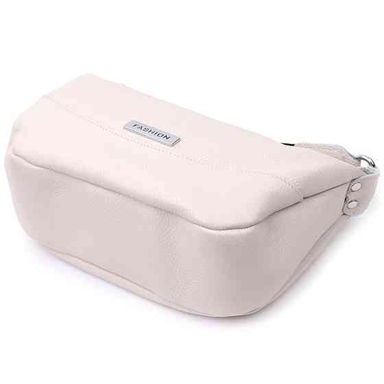 Жіноча сумка через плече з незвичайним бігунком брелоком з натуральної шкіри Біла (Vintage) Київ