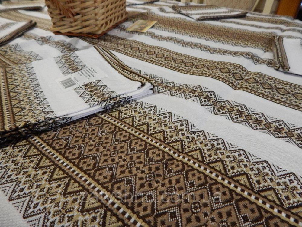 Кавова скатертина з серветками вишита на бавовні Київ - фото 2