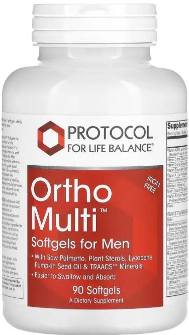 Мультивітаміни для чоловіків Protocol for Life Balance Ortho Multi Softgels for Men 90 гел капс Київ - фото 1