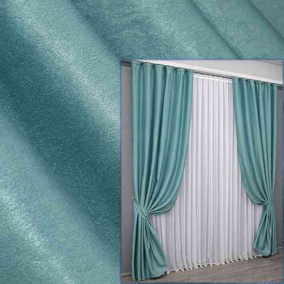 Комплект готовых штор VR-Textil Лен Парма № 1339ш Голубой 150х270 см 2 шт (33-0189) Киев