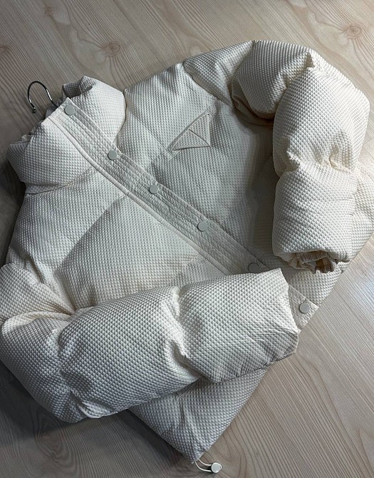 Куртка женская Fashion 3072 вафельная короткая с воротником-стойкой молочная, молочний, S Киев - изображение 3