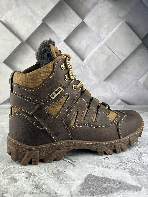 Тактические мужские зимние ботинки коричневые водонепроницаемые ботинки на меху прошиты и проклеены WAR Львов - изображение 5