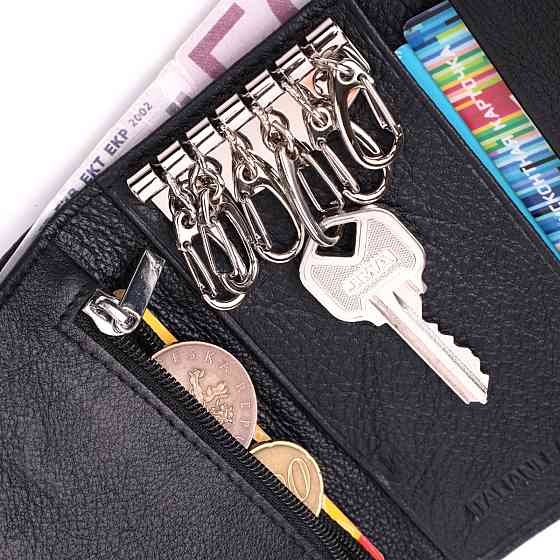 Містка ключниця з натуральної шкіри ST Leather 22477 Чорний Київ