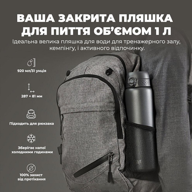 Пляшка для води металева вакуумна ION8 920 мл. Vacuum Insulated, Grey Кам'янське - фото 5