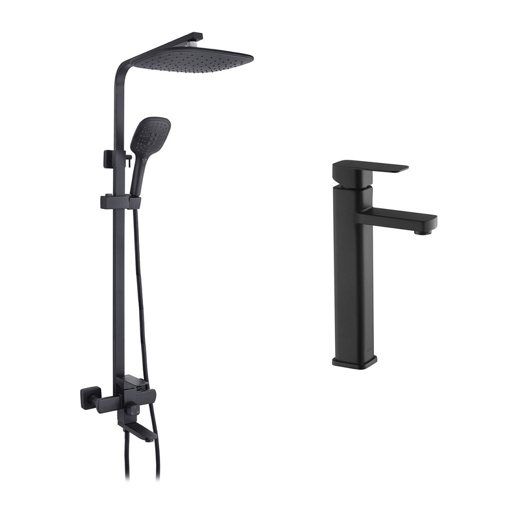 Набір 2 в 1 душова система Kroner Edelstahl Kubus-SCH063 + змішувач Edelstahl Kubus-SCH010-3 Київ - фото 1