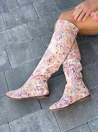 Nivelle Чоботи жіночі NIVELLE примула пудра натуральна шкіра висота 47см обхват 34-35см розмір Коломыя