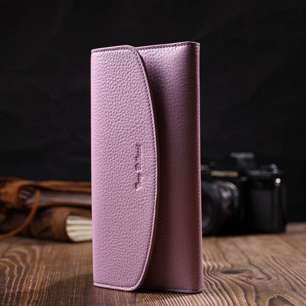 Стильный женский кошелек с монетницей на молнии из натуральной кожи Лиловый (Tony Bellucci) Киев - изображение 2