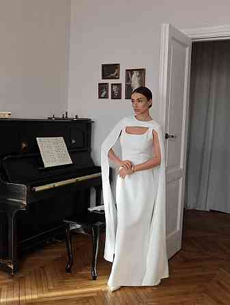 Жіночий елегантний романтичний комплект плаття + накидка костюмка Молочний, 44/46 Одеса