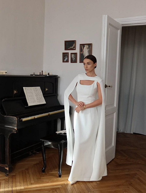 Жіночий елегантний романтичний комплект плаття + накидка костюмка Молочний, 44/46 Одеса - фото 4