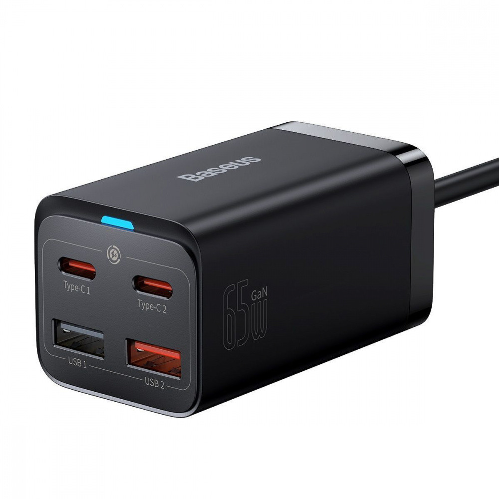 Сетевое зарядное устройство для Baseus GaN3 Pro 65W 2 Type-C+2 USB + Кабель Type-C to Type-C 100W (1м) черный Львов - изображение 1