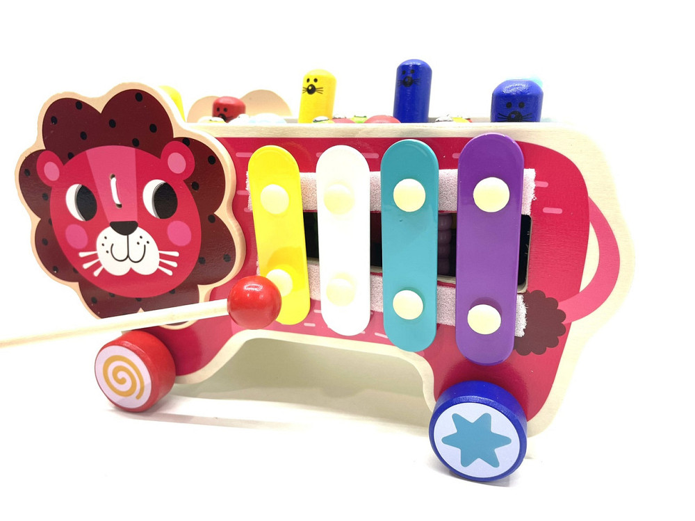 Ігровий центр 4FUN Game Club Wood ксилофон магнітна рибалка стукачка шестерні Лев Червоний (55202) Чернігів - фото 3
