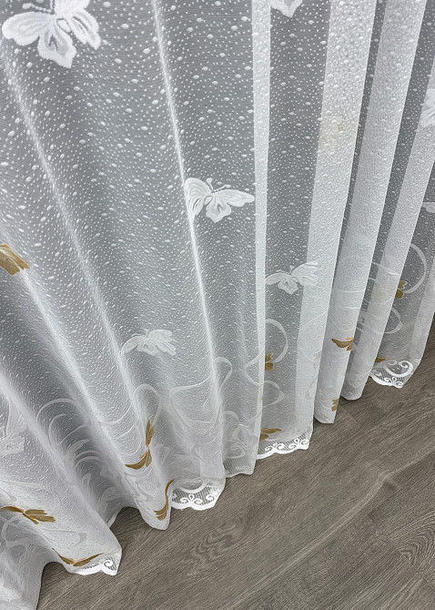 Тюль VR-Textil 1886т Жакард Метелики Білий з коричневим 400х270 см (42-1304) Київ - фото 8