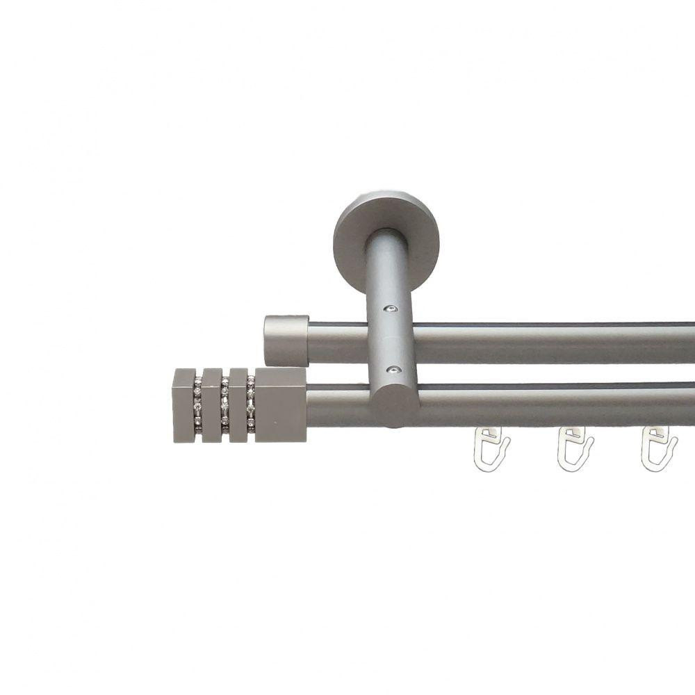 Карниз Orvit Ацтека металевий дворядний циліндр на профіль (16 см) профільна труба  Сатин 19\19 мм 160 см (00-00015362) Львів - фото 1