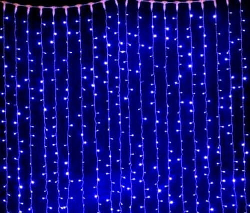 Гірлянда штора Водоспад 480 led 3.0х3.0м Синя Київ - фото 10