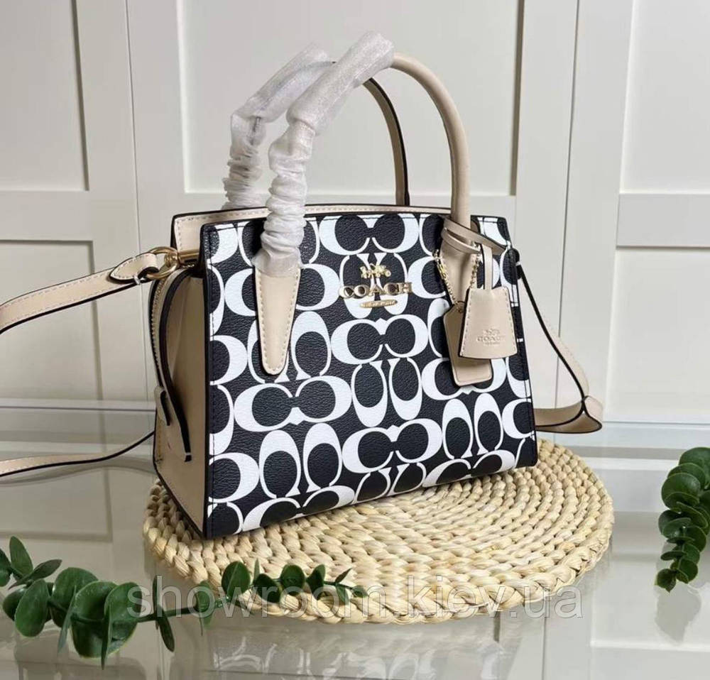Брендова жіноча сумочка Coach Andrea чорно біла Київ - фото 3