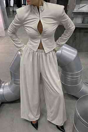 Женский стильный повседневный костюм из замшителя дайвинга Айвори, 40/42 Одесса