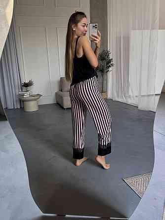 Женский домашний комплект четверка: брюки + майка + шорты + халат коттон Одесса