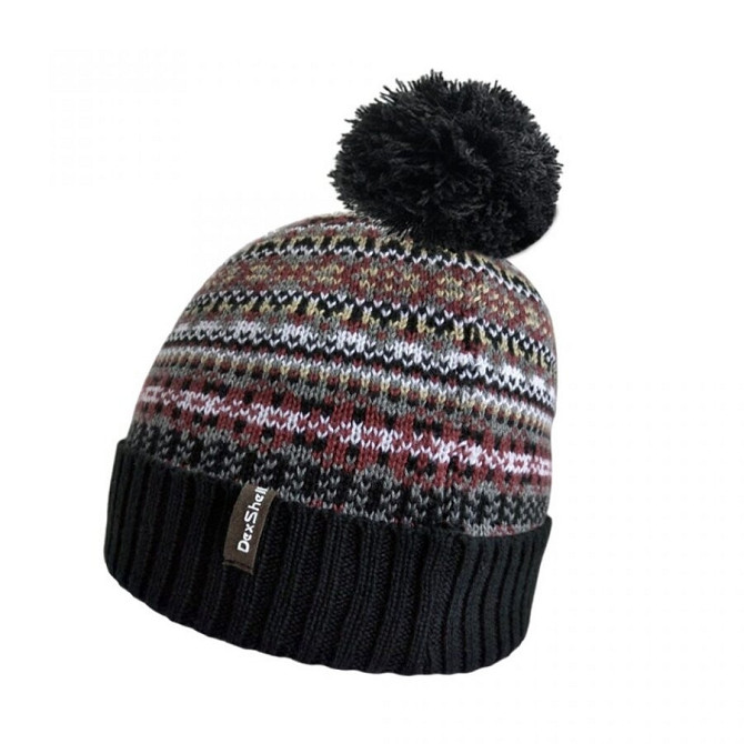 Водонепроникна шапка Dexshell Beanie Fair Isle кольорова Бордовий (S-M) Вінниця - фото 1