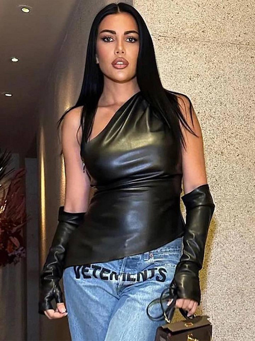 Женский трендовый топ с перчатками из эко кожи 44/46, Черный Одесса - изображение 3