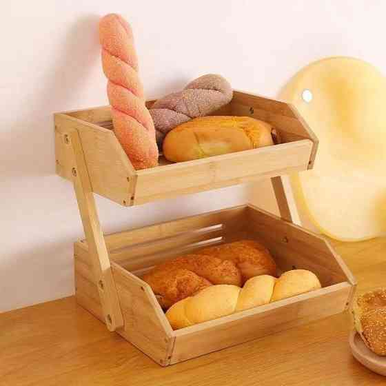 Кухонная этажерка,бамбуковая для фруктов и овощей,95 х 105 х 27 мм двухъярусная деревянная настольная полка Каменец-Подольский